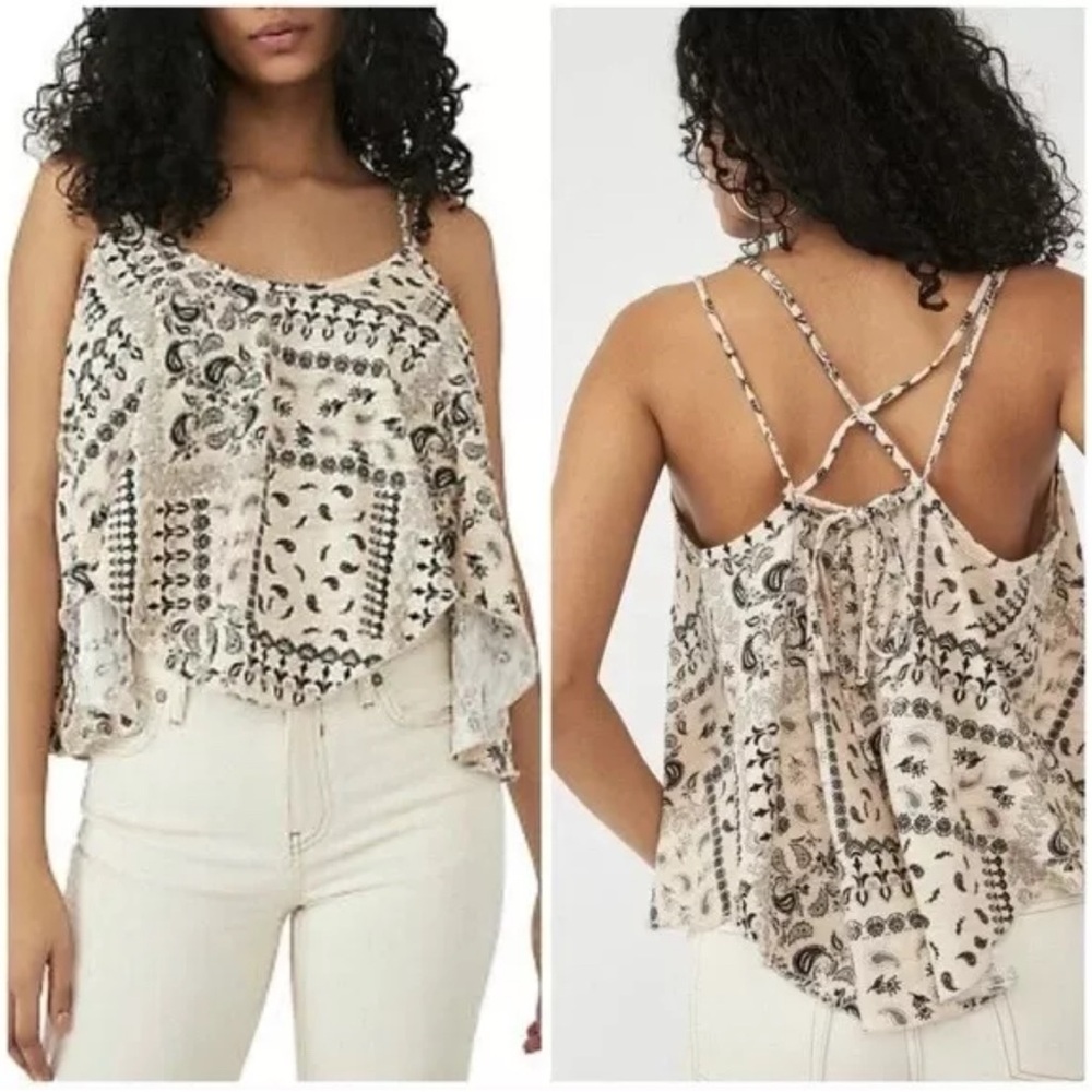 Free People Hey Girl Bandana Tank Top in Tea Combo